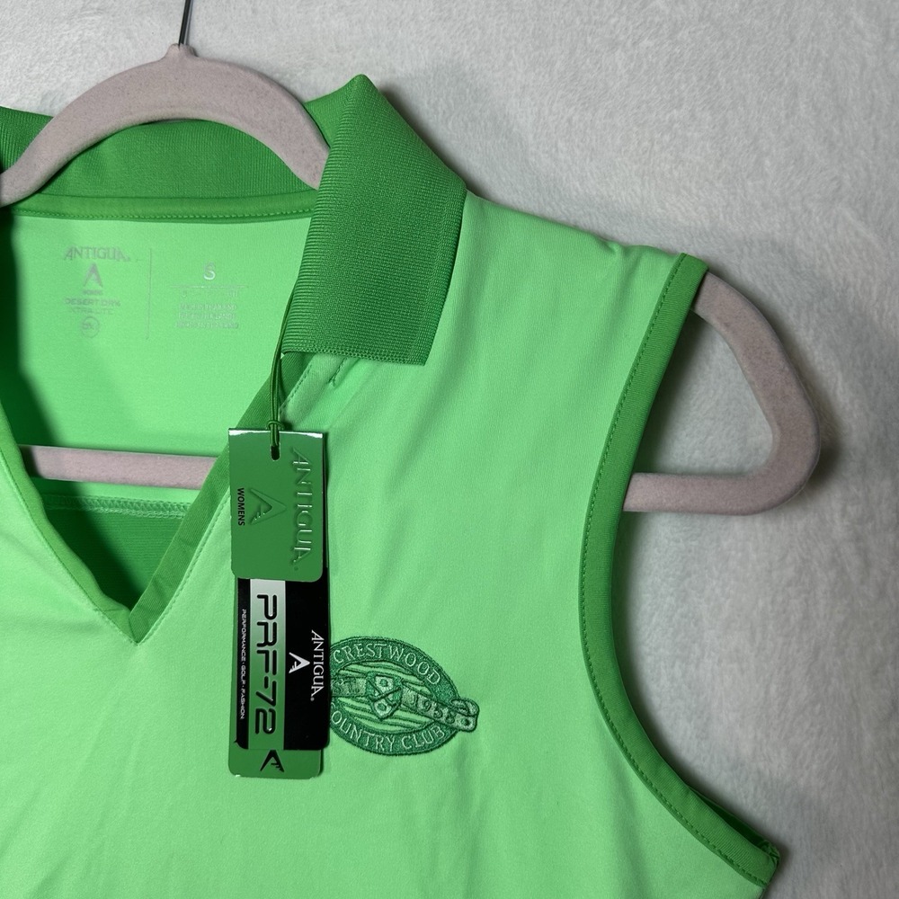 NWT Antigua Golf Polo Shirt Small Green Sleeveless PRF-72 Country Club Preppy - Picture 3 of 10